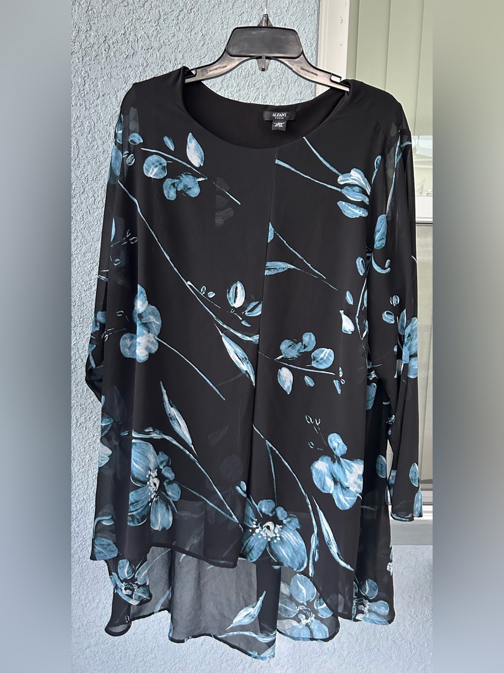 Alfani Floral Sheer Sleeves Tunic Top Size 3X Layered Chiffon Flowy Lightweight